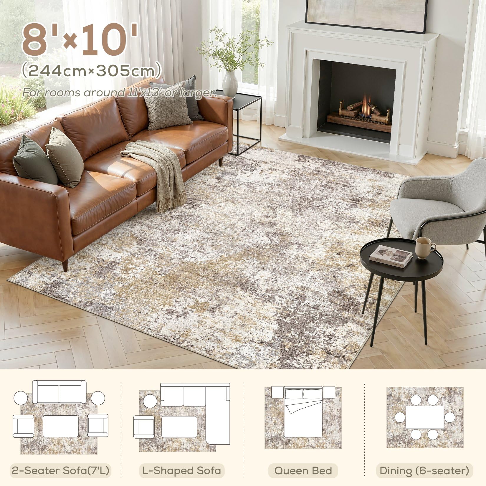 Nakagishi pet-friendly area rug resists pet hair and easy to clean.