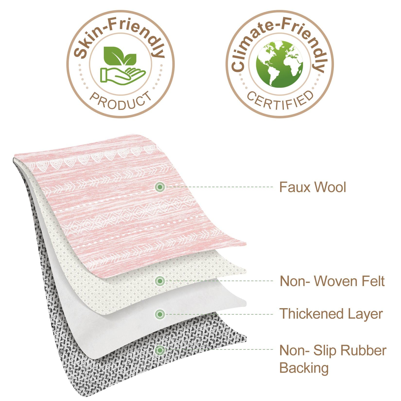 Nakagishi pink rug made of durable polyester for long-lasting use.