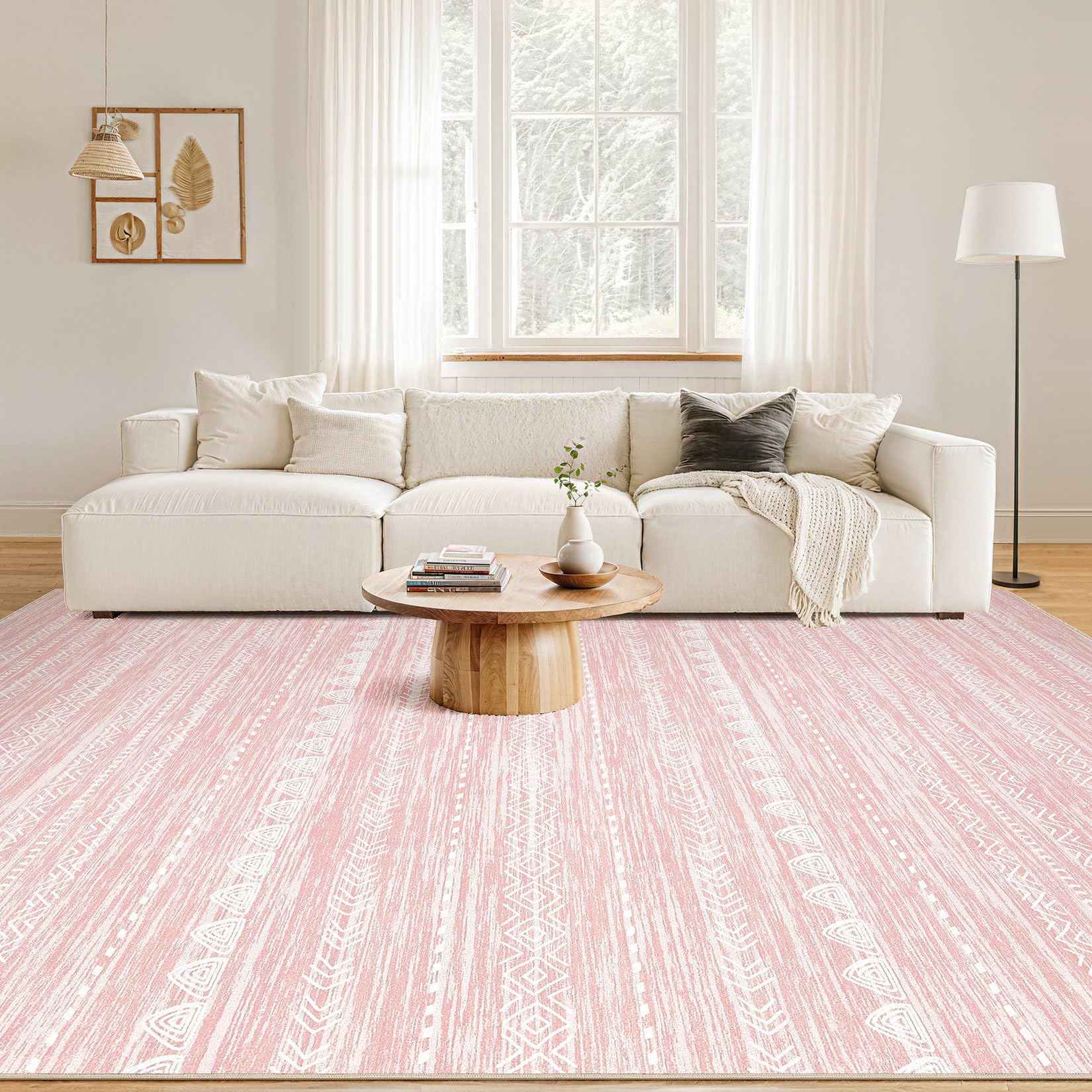 Nakagishi pink rug is machine washable for easy cleaning.