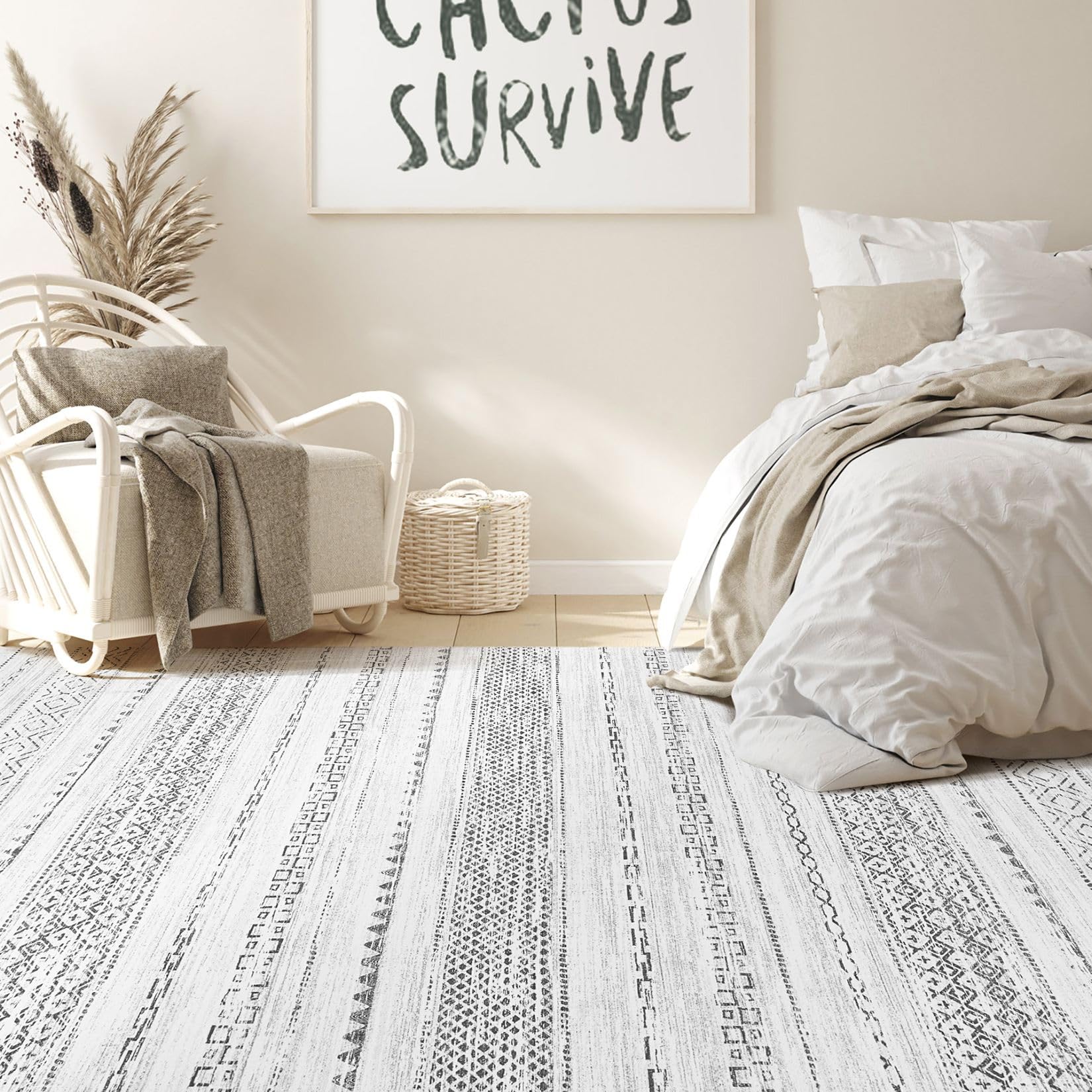 Nakagishi stain-resistant polyester rug cleans quickly after spills.