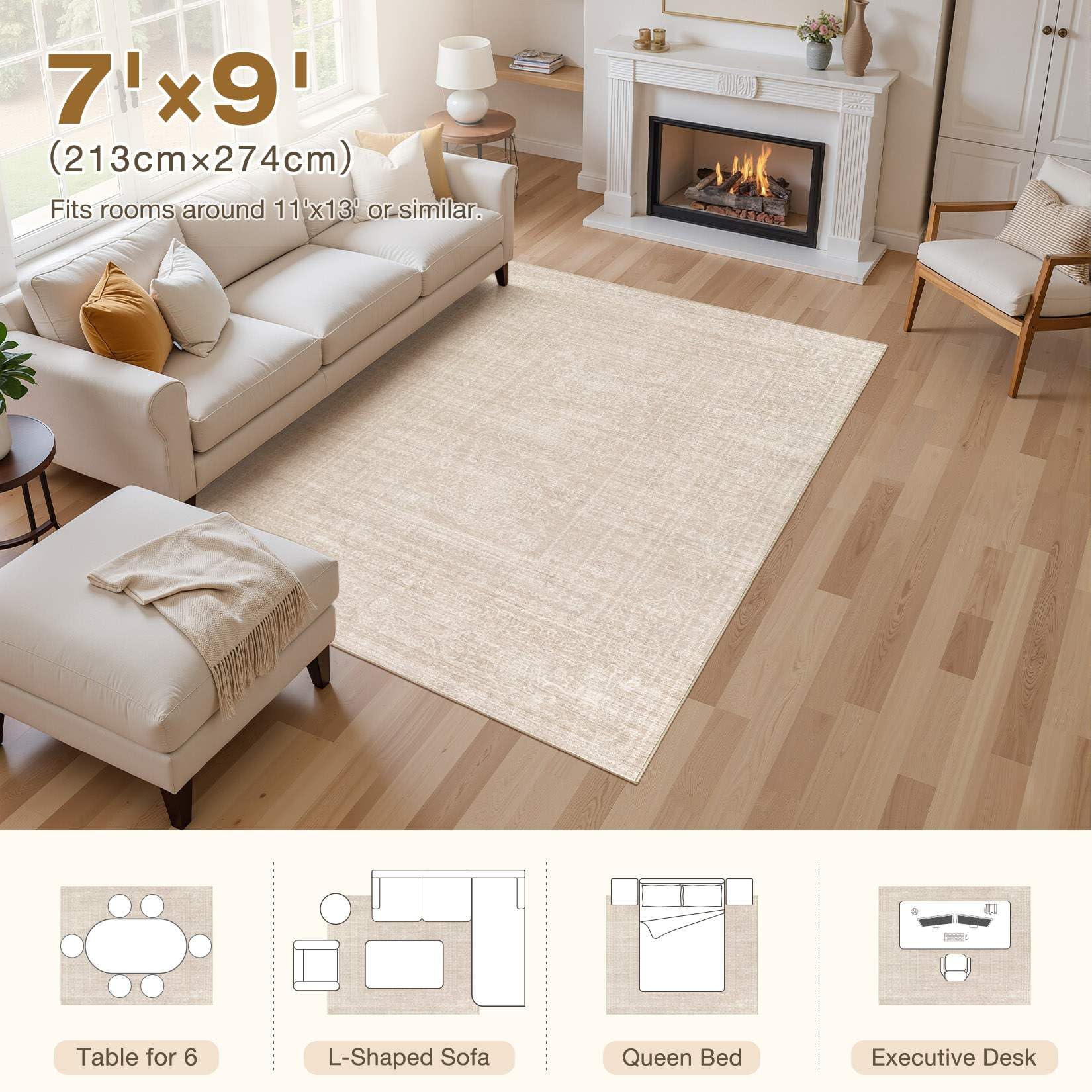 Nakagishi stain-resistant rug designed for easy cleaning.