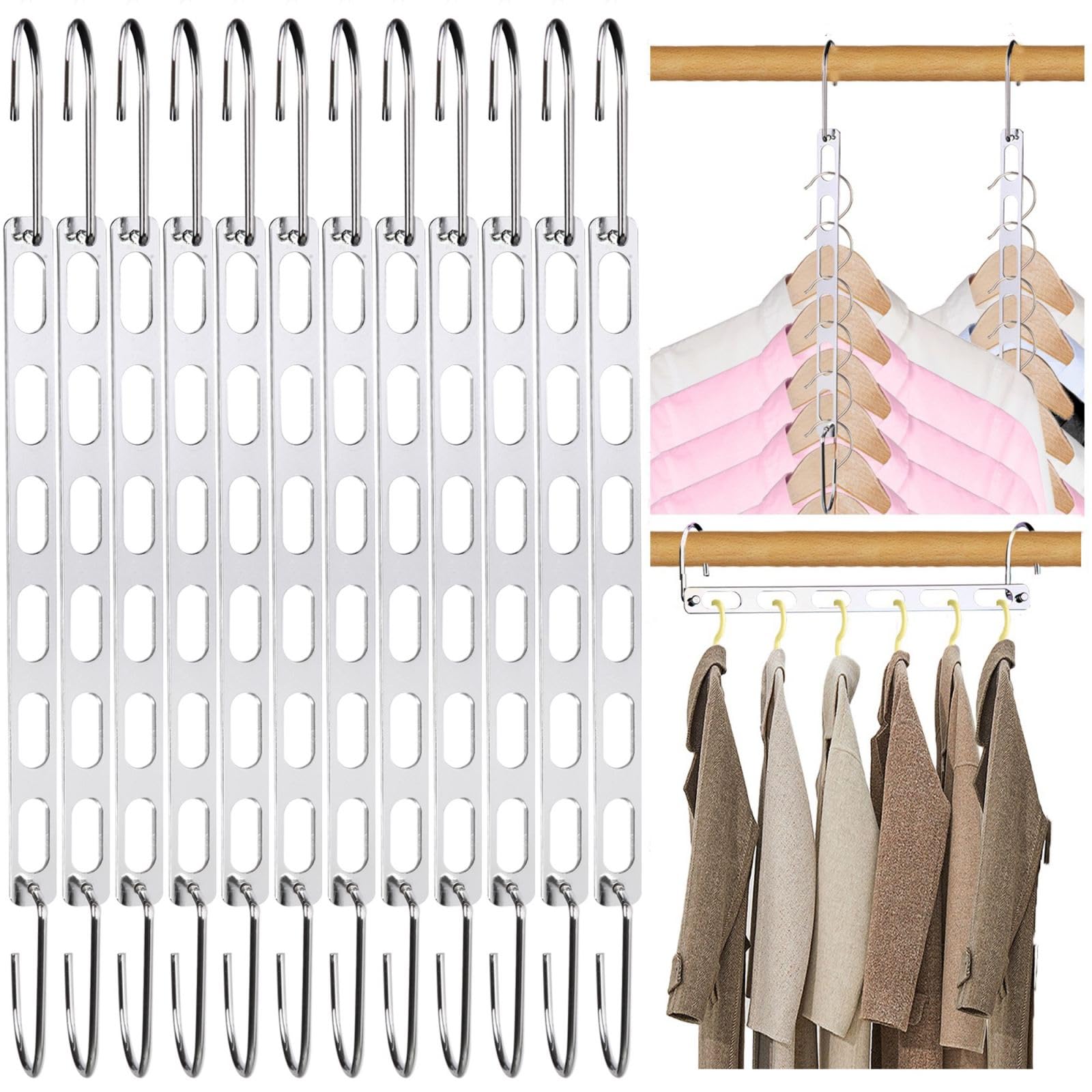 NakBinx space-saving hangers enable vertical and horizontal organization for clutter-free closets.