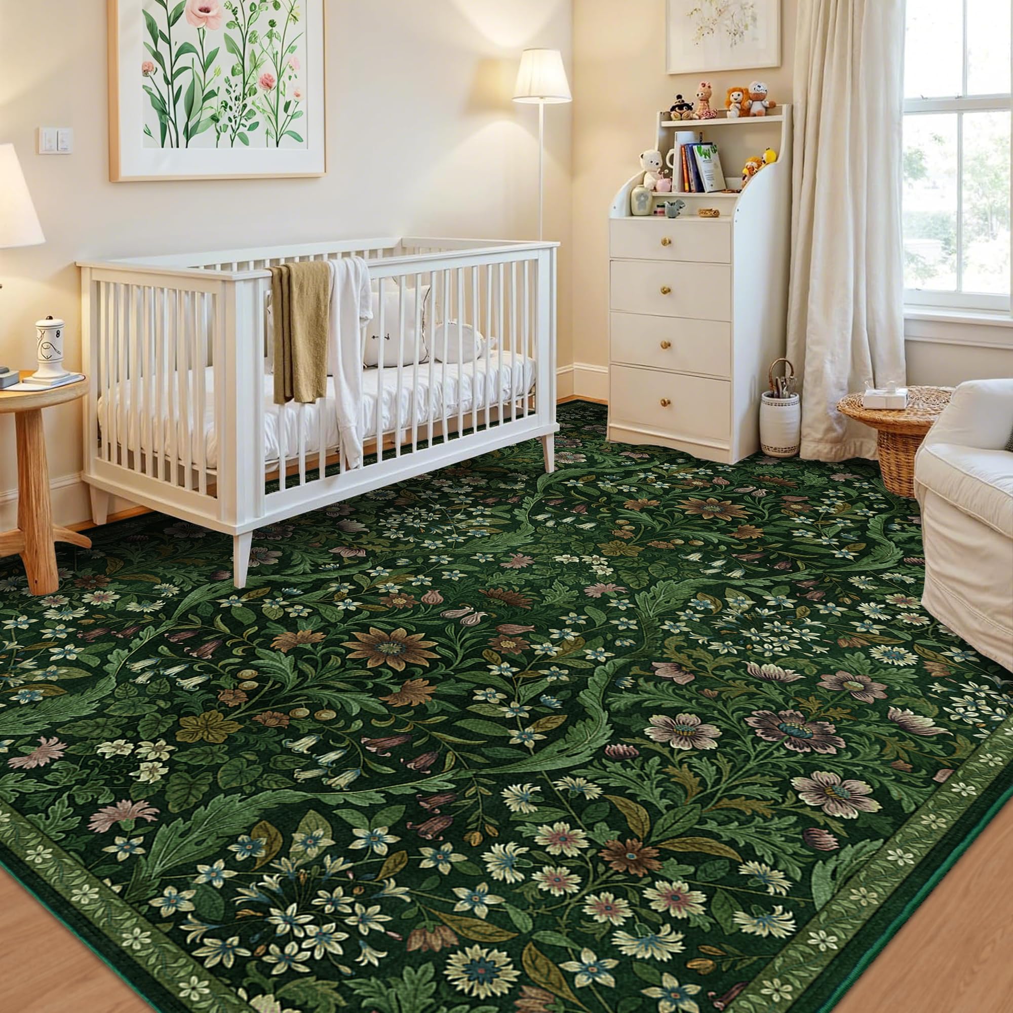 NakedCloud 5x7 floral rug designed to be machine washable