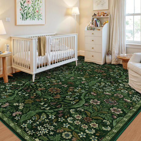NakedCloud 5x7 floral rug designed to be machine washable