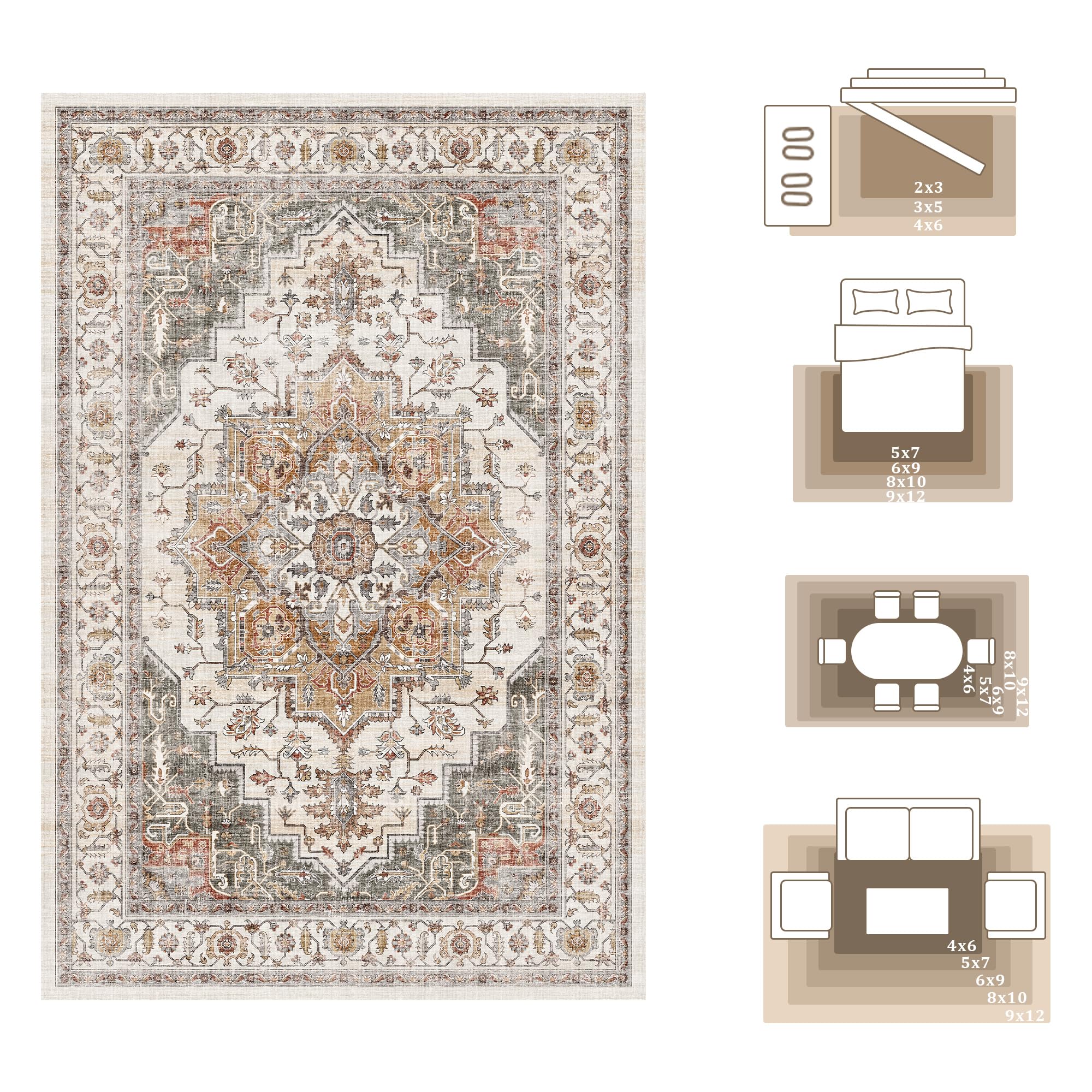 NakedCloud versatile 5x7 size fits living rooms, bedrooms, and dining spaces.