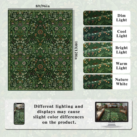 NakedCloud vintage-green floral rug pattern enhances living room ambiance
