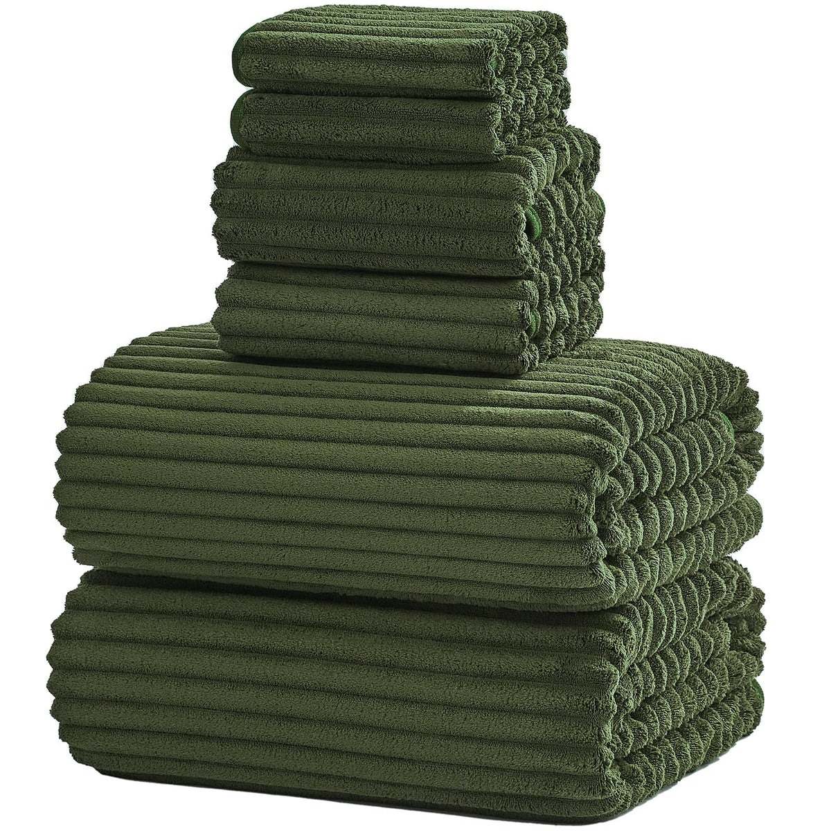 Nalivo 6-piece bath towel set in olive green with ultra-soft microfiber for quick-drying comfort
