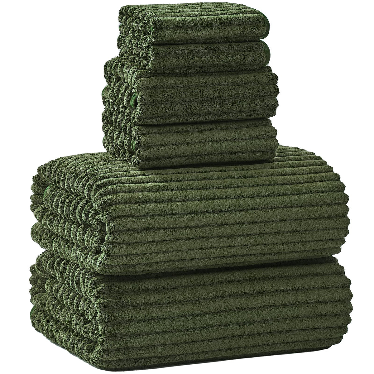 NALIVO extra large bath towel set 40x80 in olive green laid flat for full body coverage.