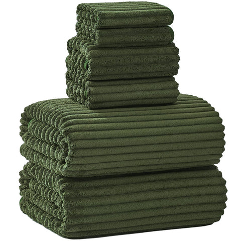 NALIVO extra large bath towel set 40x80 in olive green laid flat for full body coverage.