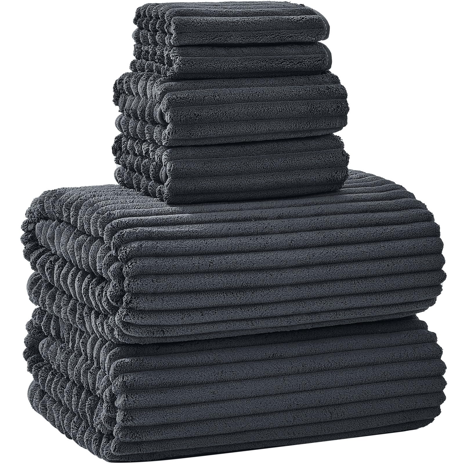 NALIVO extralarge 40x80 towel in charcoal gray offers full-coverage comfort for post-shower lounging.