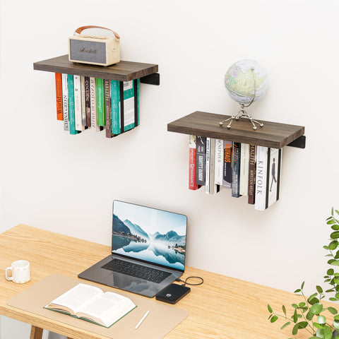 NANATI invisible-floating bookshelf highlighting paulownia wood craftsmanship