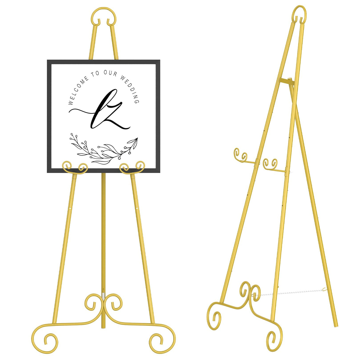 Nandae display easel in vintage gold round-tube design for art and photos