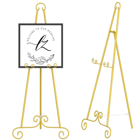 Nandae display easel in vintage gold round-tube design for art and photos