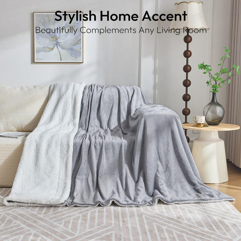 NANPIPER Sherpa Blanket decorative line trim highlights elegant style and texture.