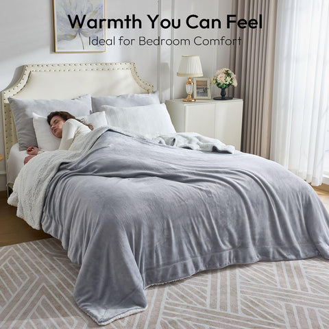 NANPIPER Sherpa Blanket reverse Sherpa side provides plush warmth on winter evenings.