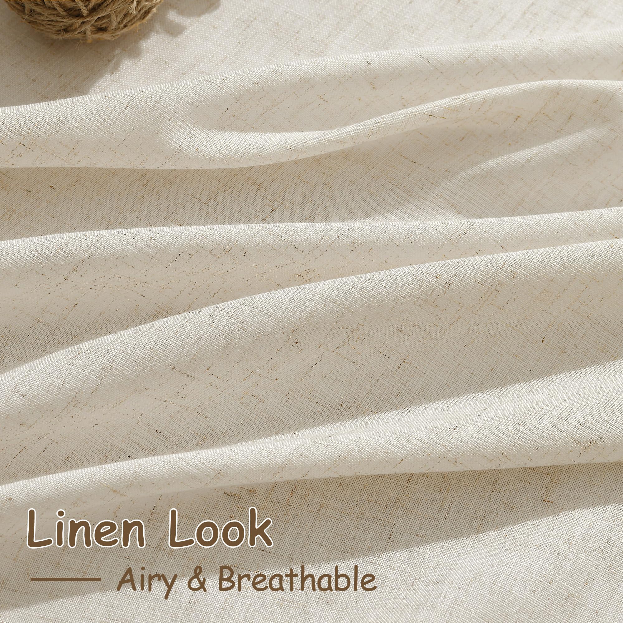 Nanspring Birch Beige Linen Curtains showcased in a cozy reading nook for relaxing privacy