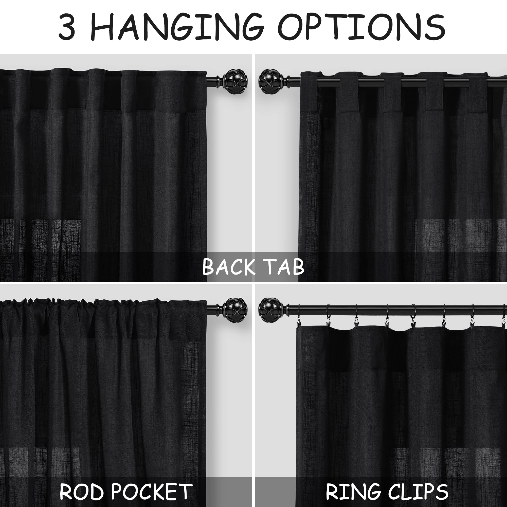 Nanspring linen-blend curtains compatible with clip rings for easy sliding.
