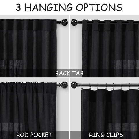 Nanspring linen-blend curtains compatible with clip rings for easy sliding.