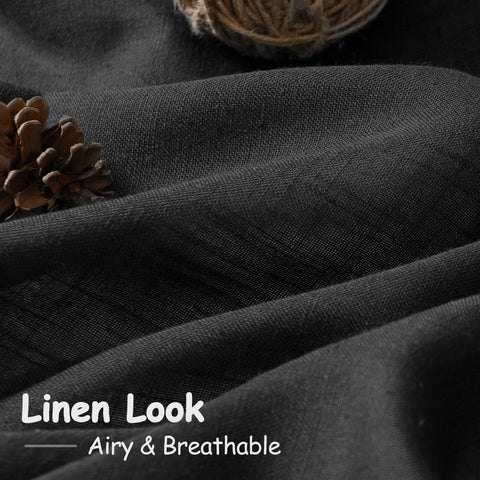 Nanspring black linen curtains with rod pocket offer a classic, clean drape.