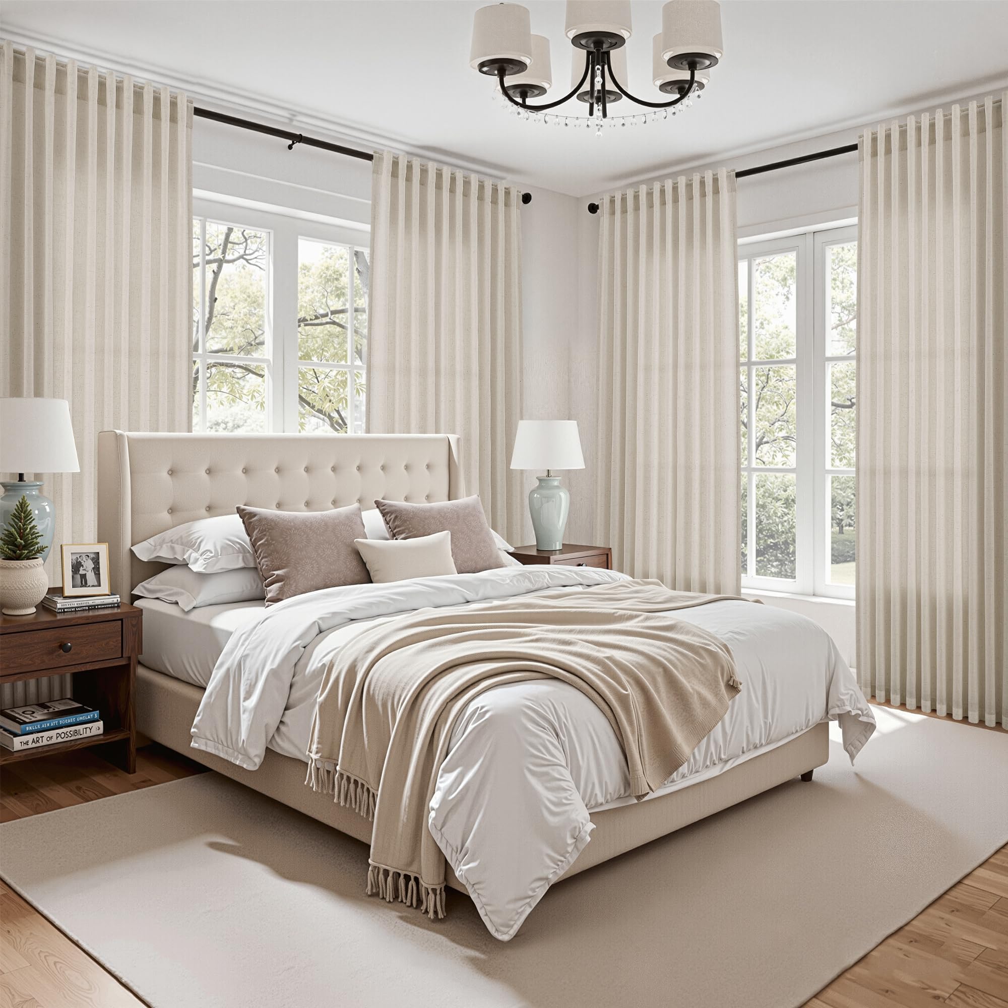Nanspring curtains suit modern farmhouse, coastal, and eclectic decor.