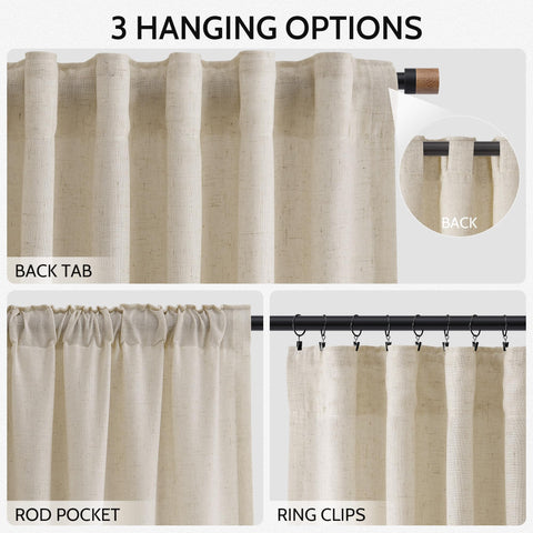 Nanspring linen curtains with rod pocket deliver a classic look and easy installation.