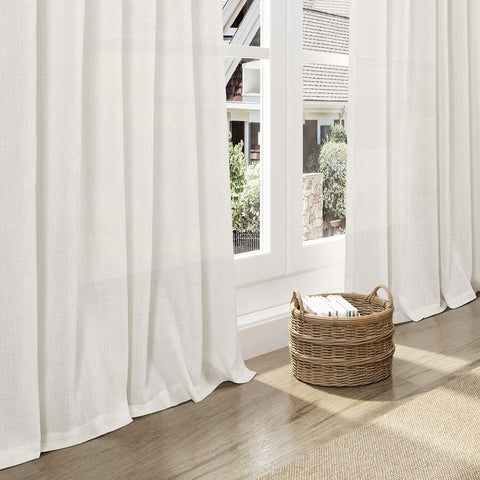 Nanspring curtains with easy care show simple machine-washable maintenance.