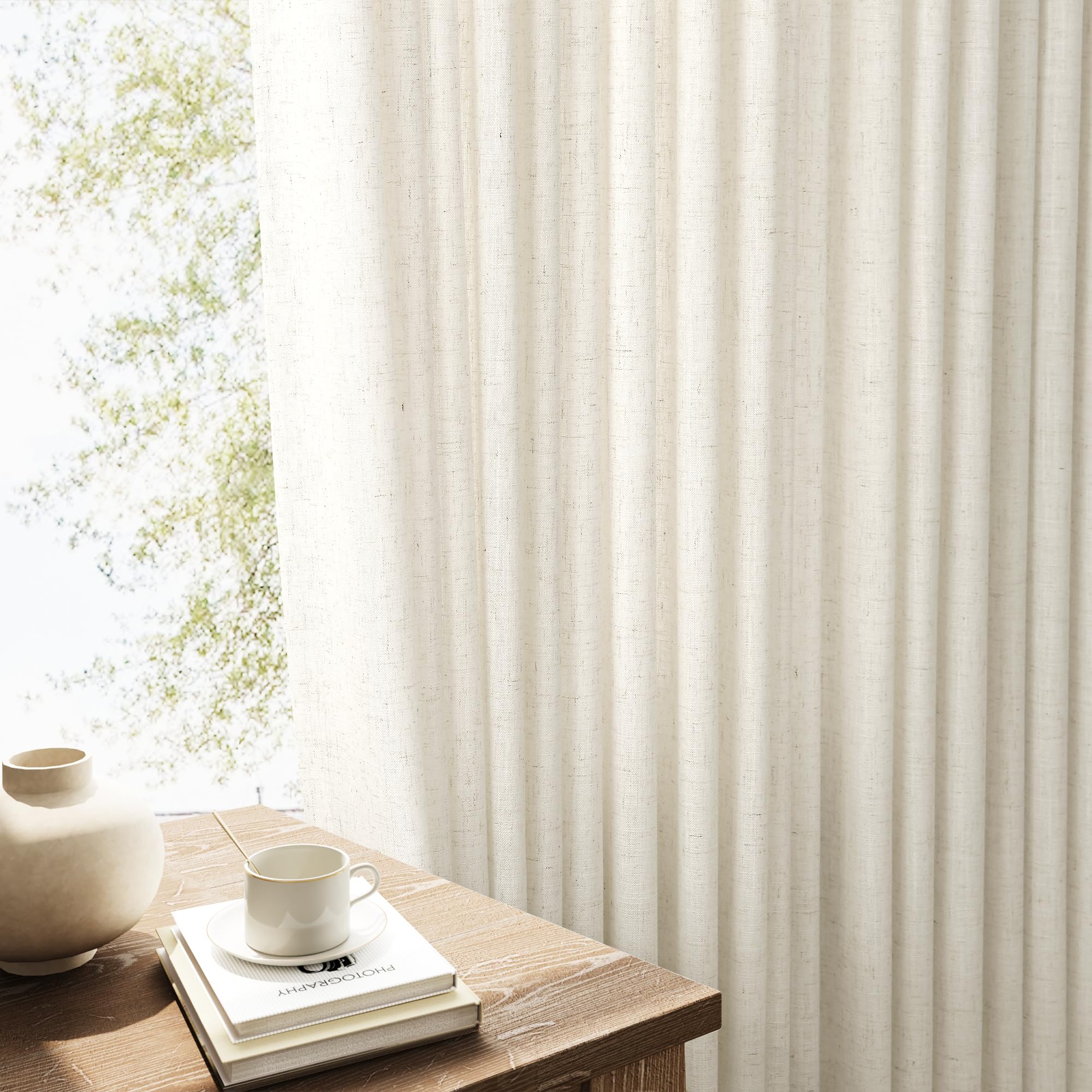 Nanspring linen curtains 96-inch length ideal for 8-foot ceilings.