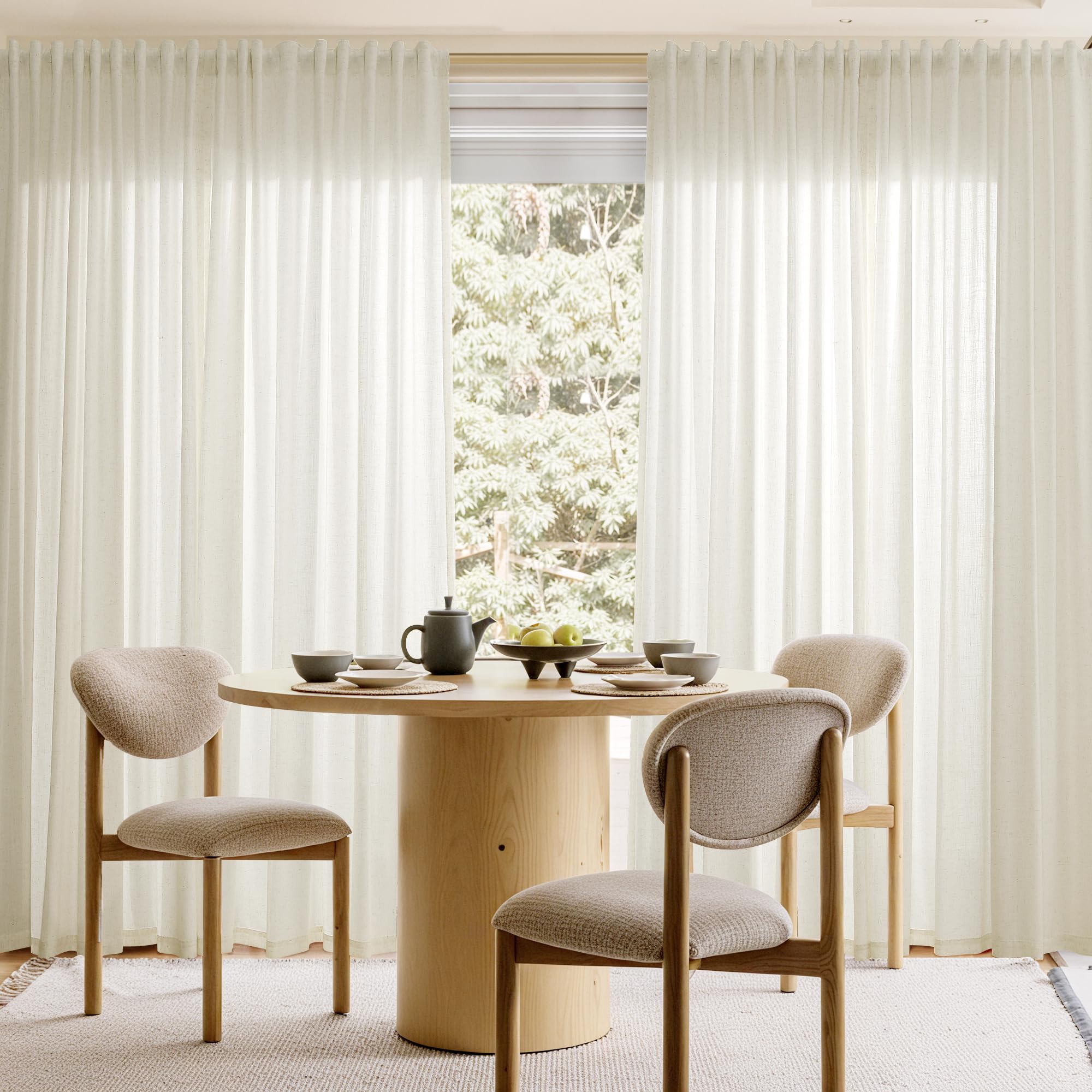 Nanspring linen curtains easy-care convenience: machine washable, low tumble dry.