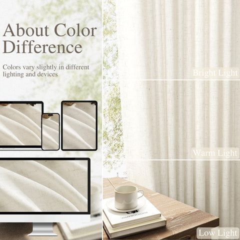Nanspring linen curtains ivory cream drapes create calm, airy atmosphere.