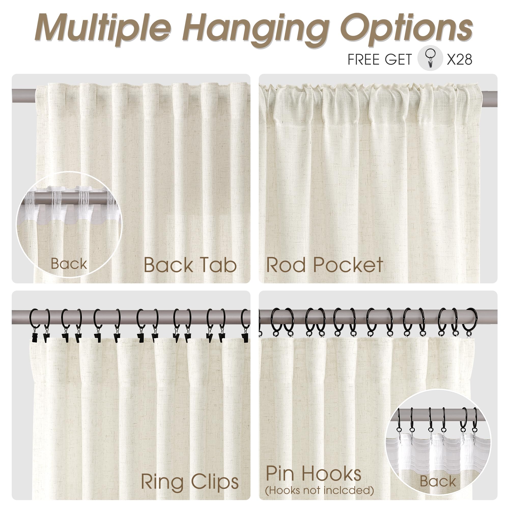 Nanspring linen curtains light-filtering design diffuses daylight with privacy.