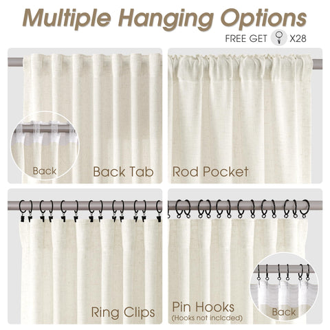 Nanspring linen curtains light-filtering design diffuses daylight with privacy.