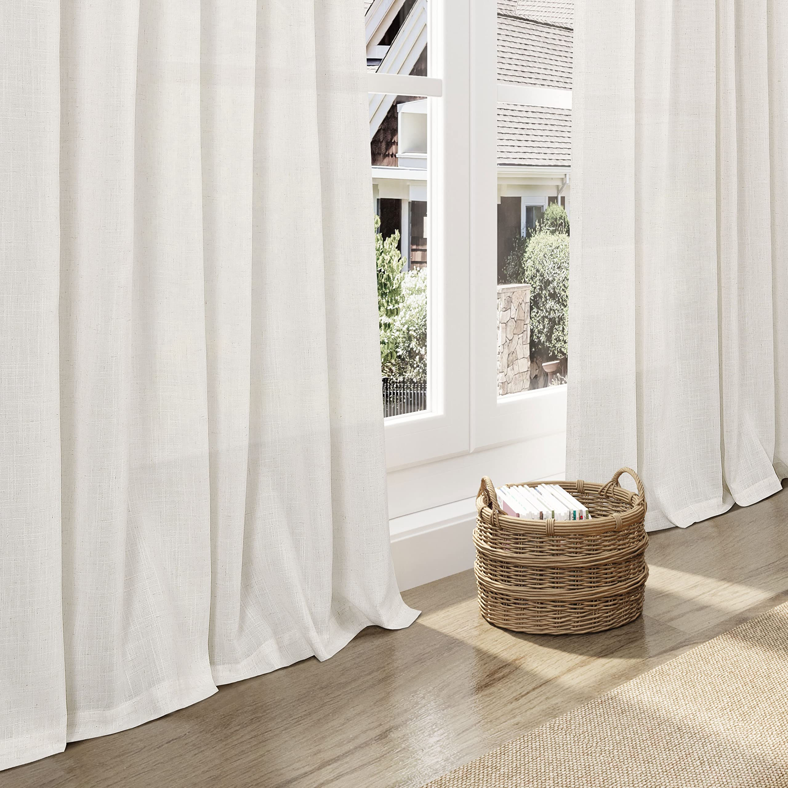 Nanspring Linen Curtains rod-pocket options offer multiple hanging styles.