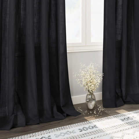 Neutral linen shade enhances modern farmhouse or coastal décor.