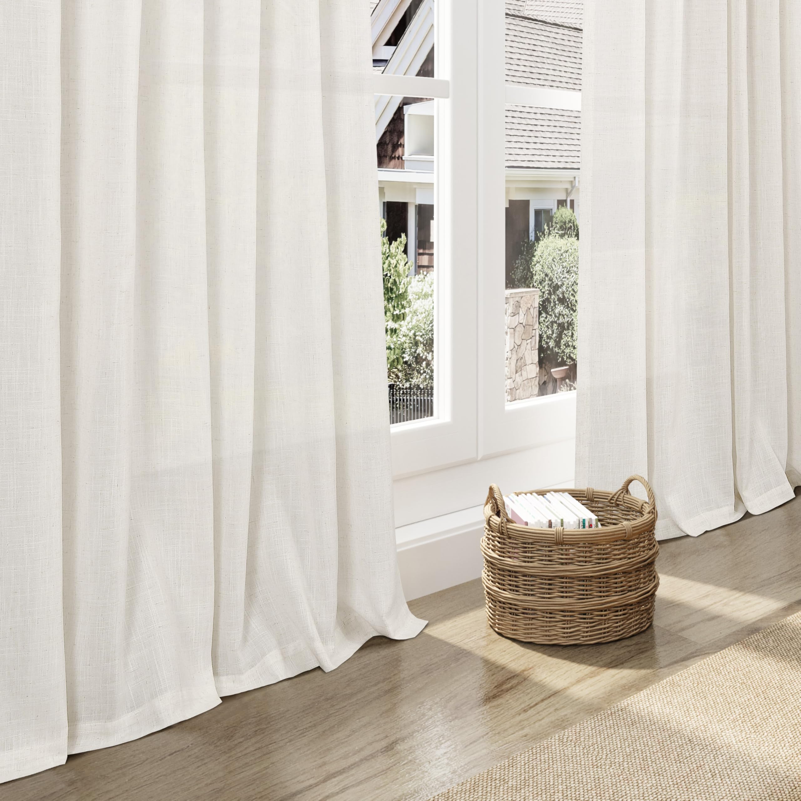 Nanspring two panel set enhances privacy with airy, light-filled feel.
