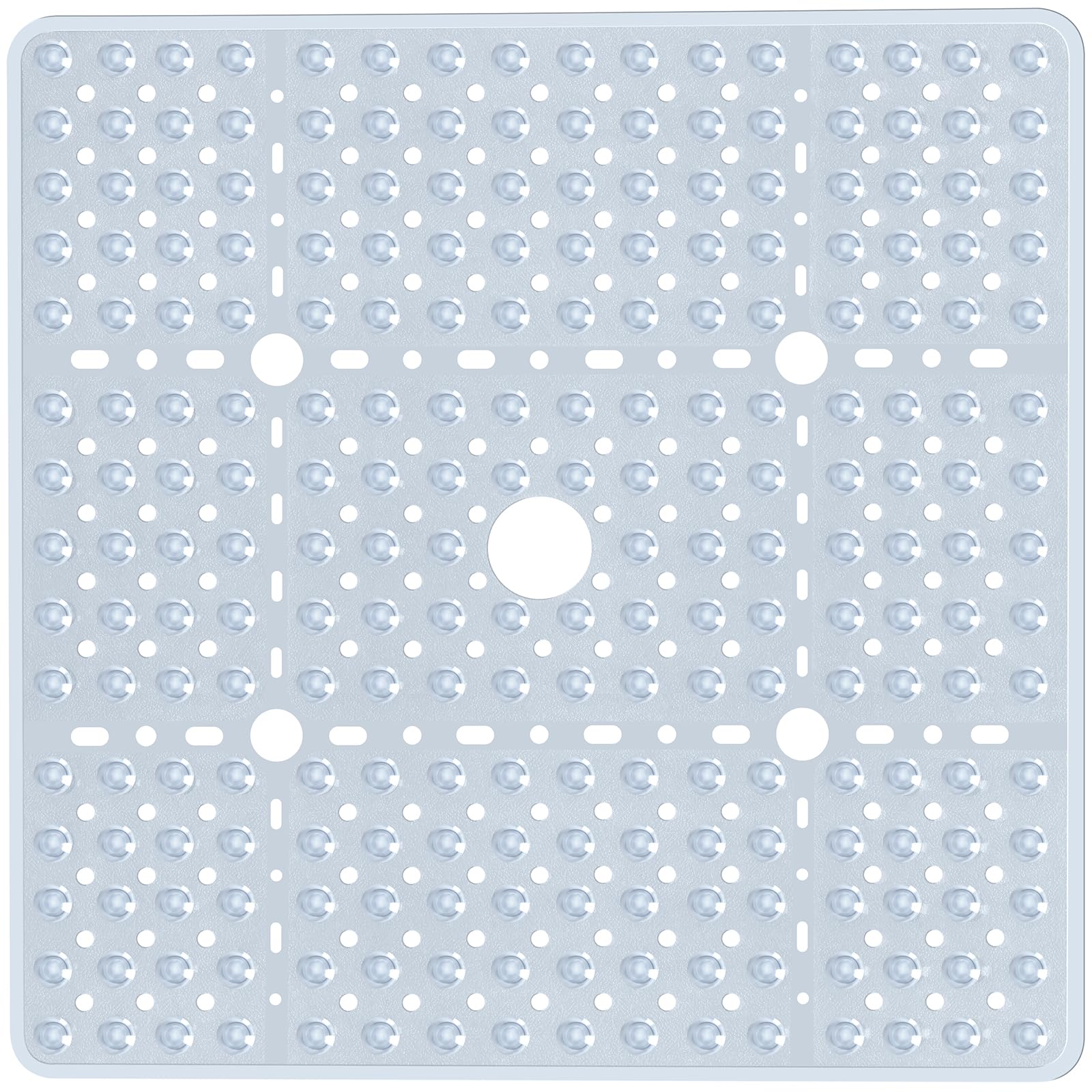 Naoloture 27x27 square bath mat, clear design for safe, slip-free showers.