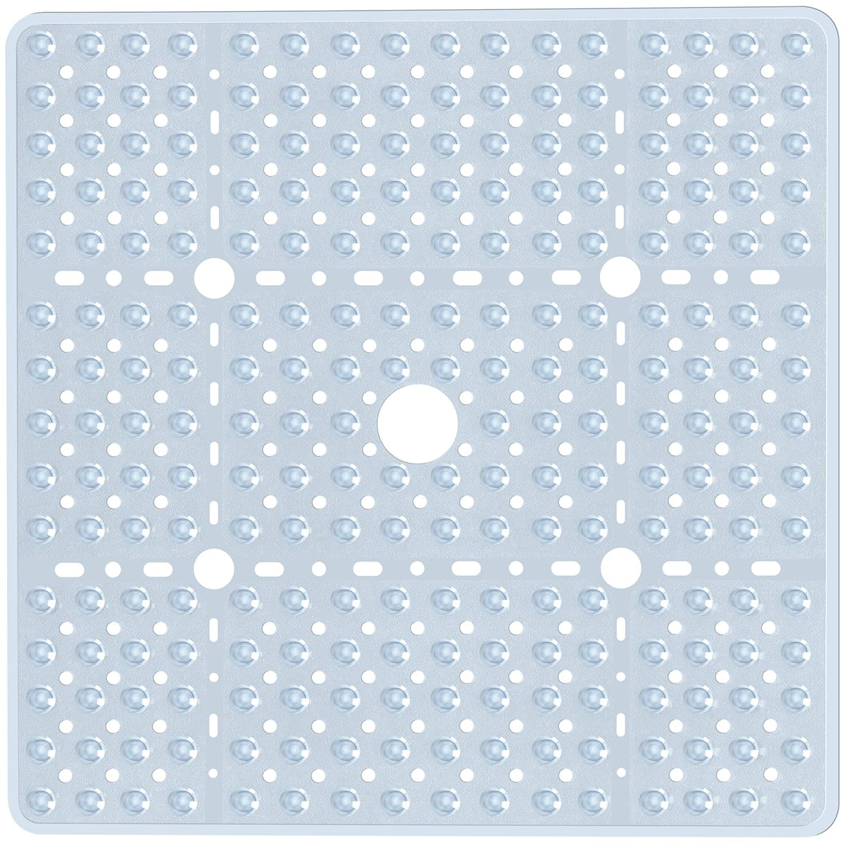 Naoloture 27x27 square bath mat, clear design for safe, slip-free showers.