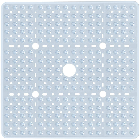 Naoloture 27x27 square bath mat, clear design for safe, slip-free showers.