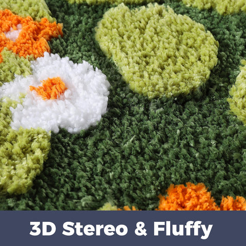 Naoloture machine-washable moss rug; easy care that stays vibrant after many washes.
