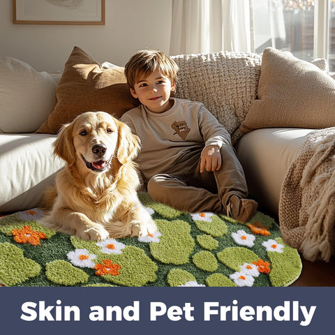 Naoloture non-slip backing moss rug; TPR bottom provides secure footing on damp floors.