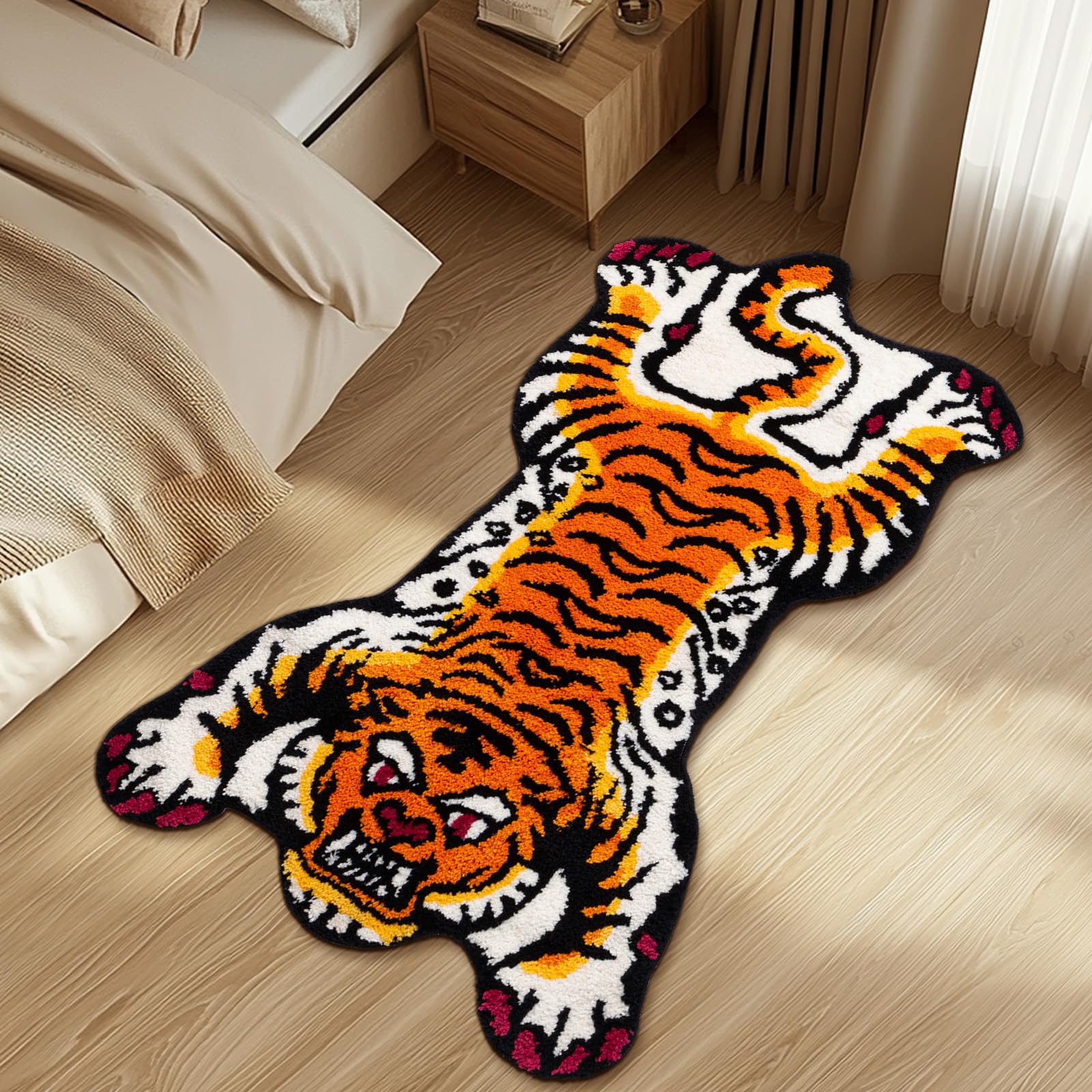 Naoloture tiger mat sized 24x40 inches fits standard bathrooms.