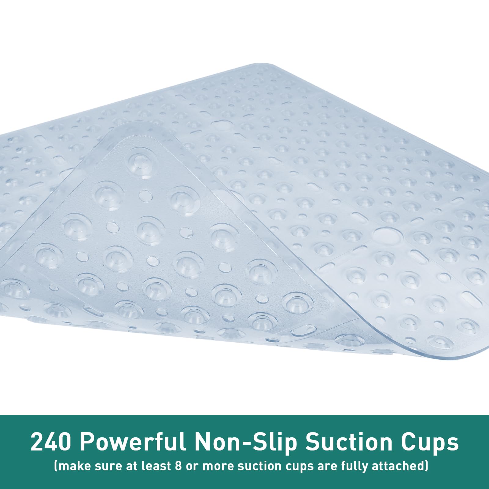Naoloture pebble-texture surface provides gentle foot massage during showers.