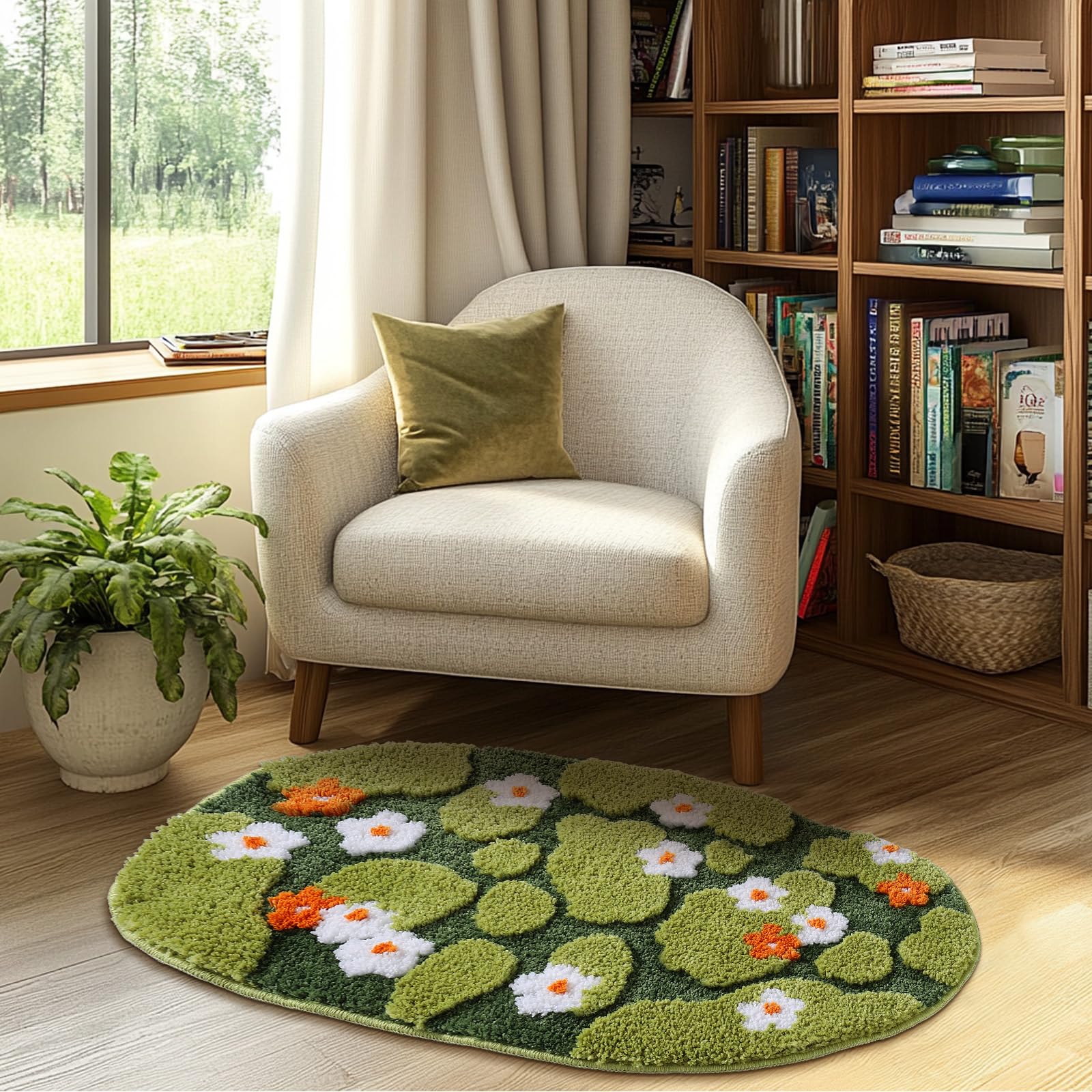 Naoloture quick-absorbency moss mat; helps keep floors dry after showers.