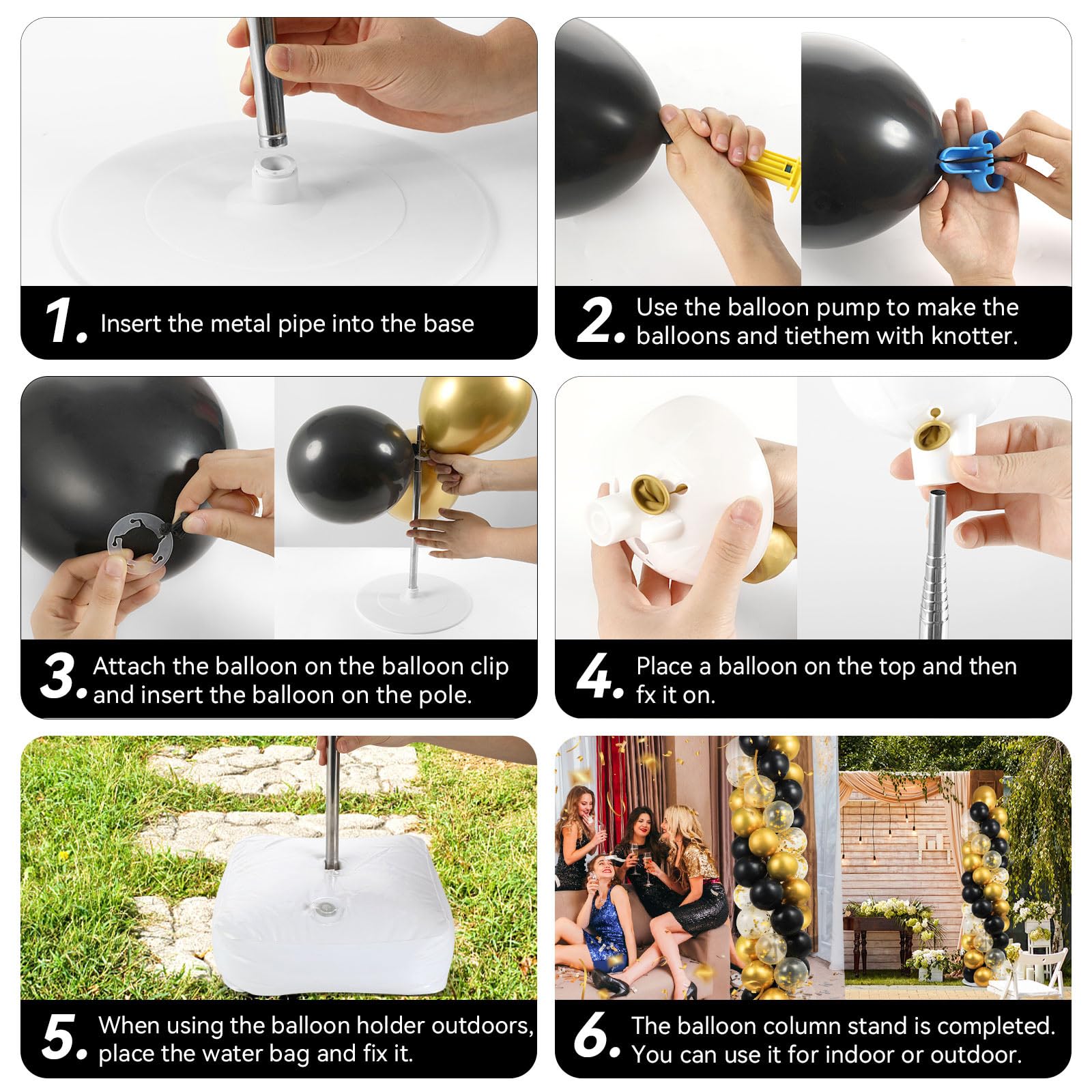 Naozinebi balloon clips and knot tyers enable quick, tidy setup