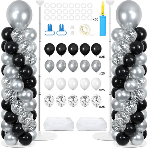 Naozinebi balloon column stand kit in black and silver for versatile party decor