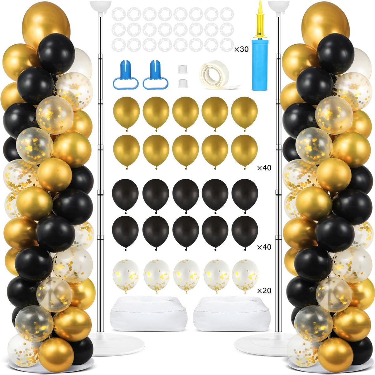 Naozinebi assembled black gold balloon column stand kit for a dramatic centerpiece