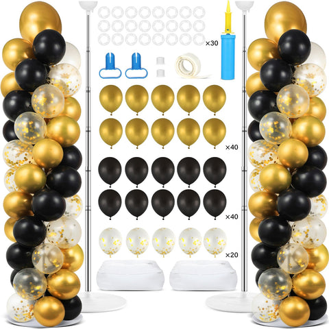 Naozinebi assembled black gold balloon column stand kit for a dramatic centerpiece