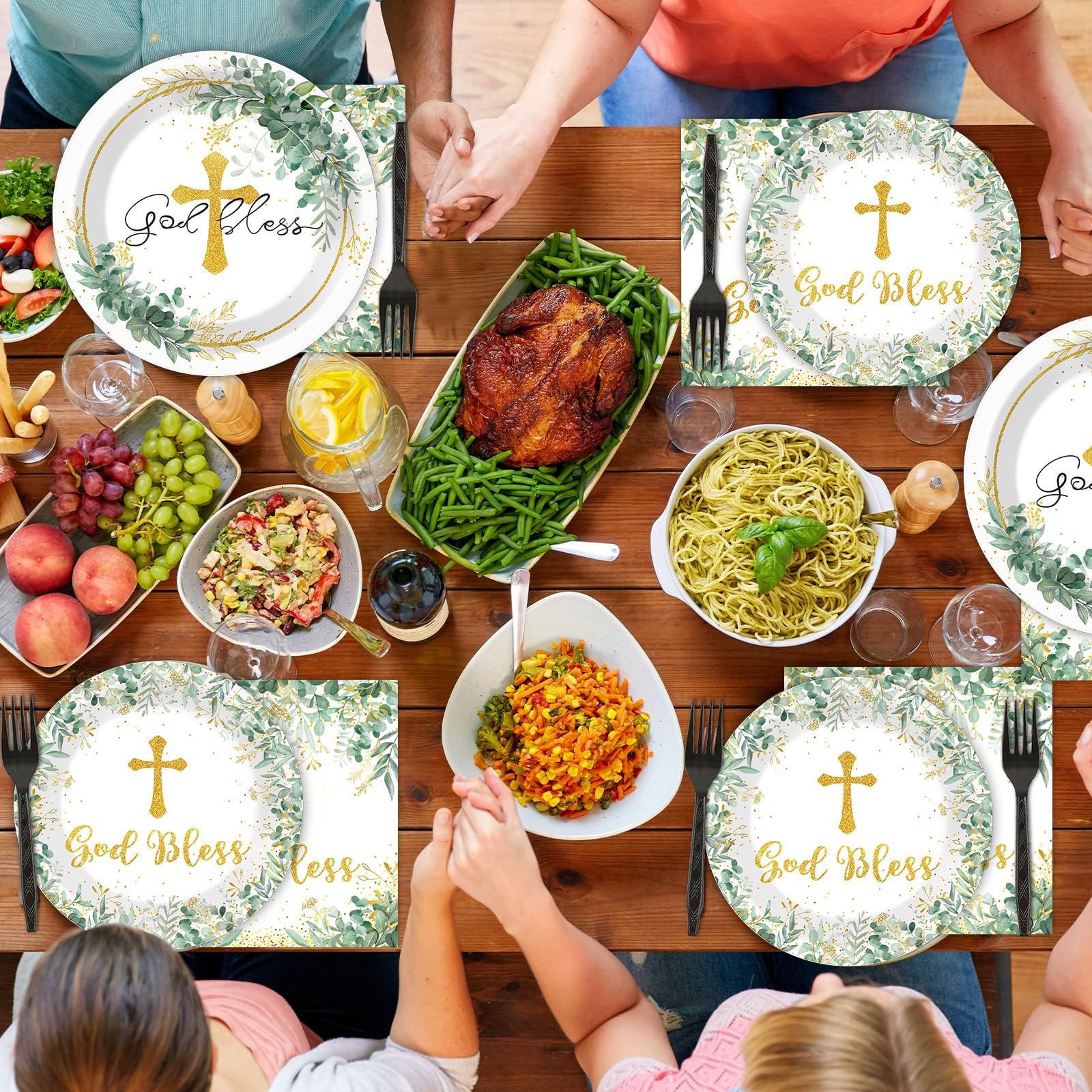 Naozinebi cross-print plates elevate the table at ceremonies.