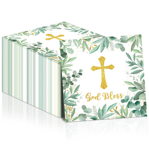 Naozinebi God Bless Napkin with cross pattern for religious celebrations and elegant table decor.