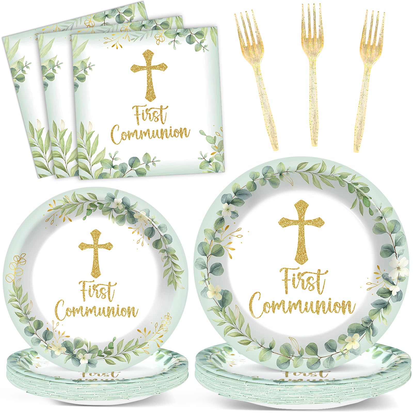 Naozinebi green first-communion plate 9inch for elegant ceremony and easy cleanup.