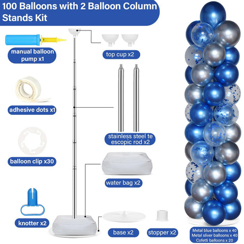 Naozinebi navy blue and silver balloons collection enhances party styling.